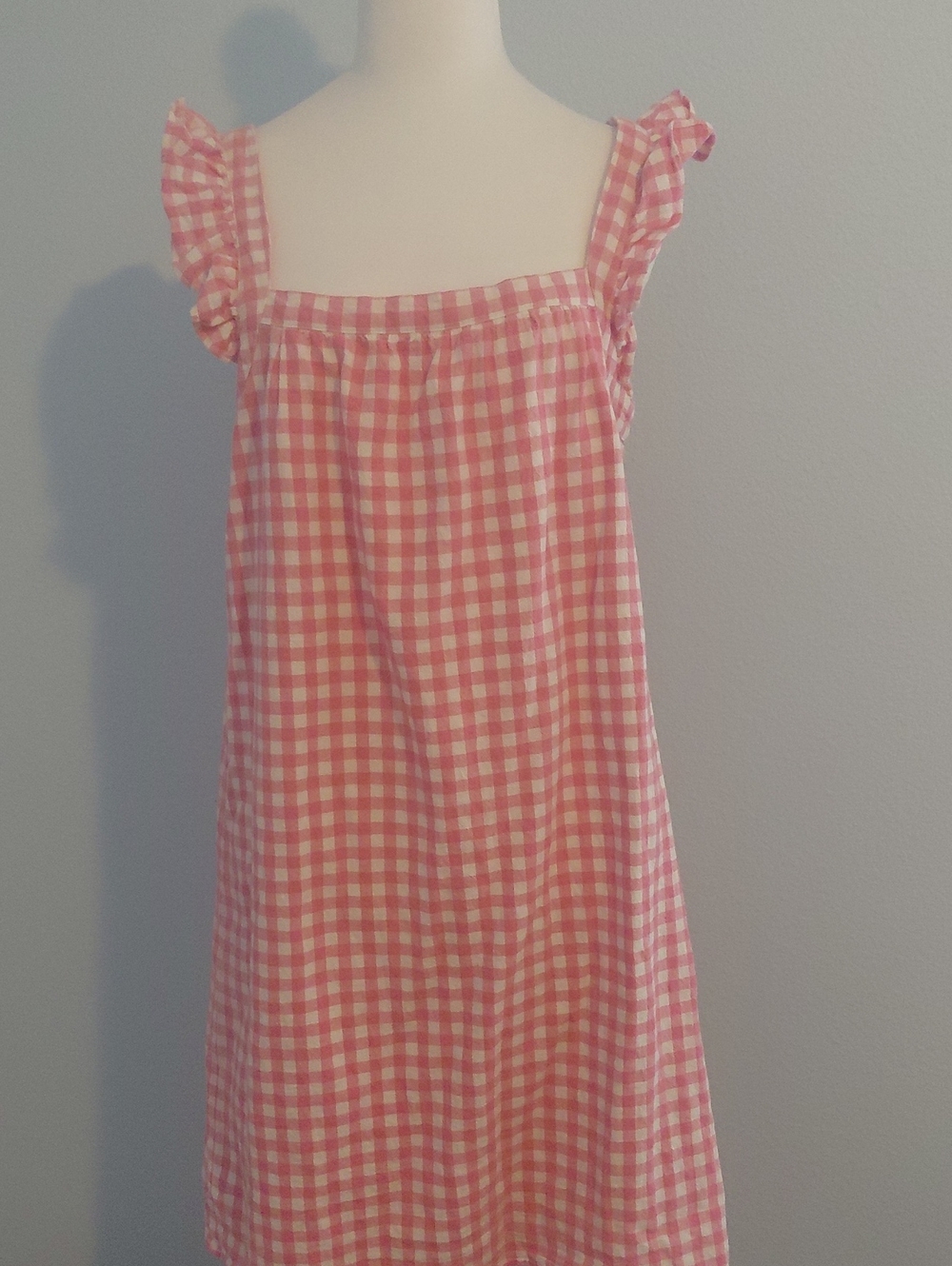 Vineyard Vines Pink & White Gingham Ruffle Strap Dress